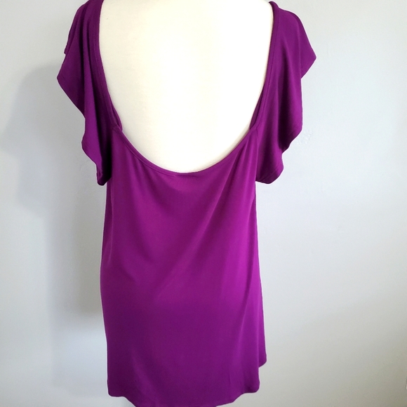 Modal Cold Shoulder Eggplant Tunic Top 2X - Picture 8 of 12